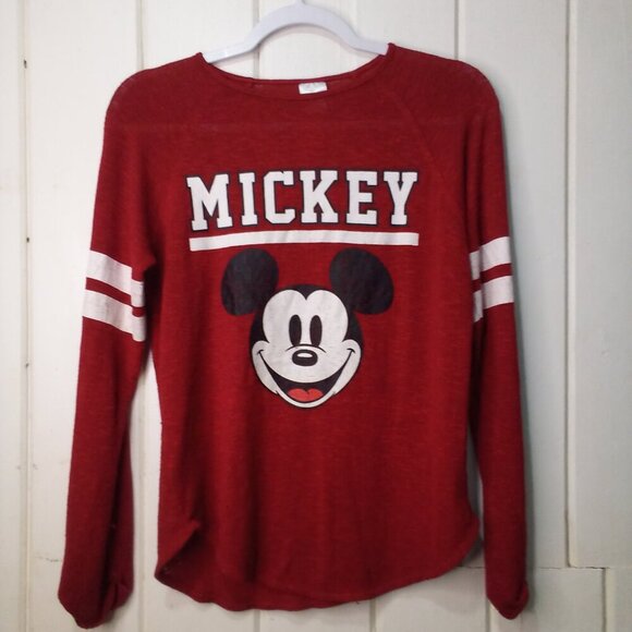 Disney Shirt Women S Long Sleeve Mickey Graphic Wear Red - Picture 3 of 16